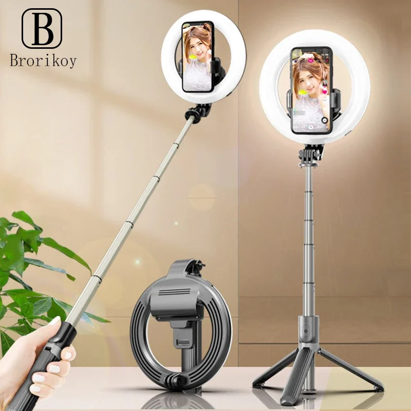 Photography Lighting Wireless - 4-in-1 kabelloser Bluetooth-Selfie-Stick, faltbarer Hand-Fernauslöser, LED-Selfie-Stick,