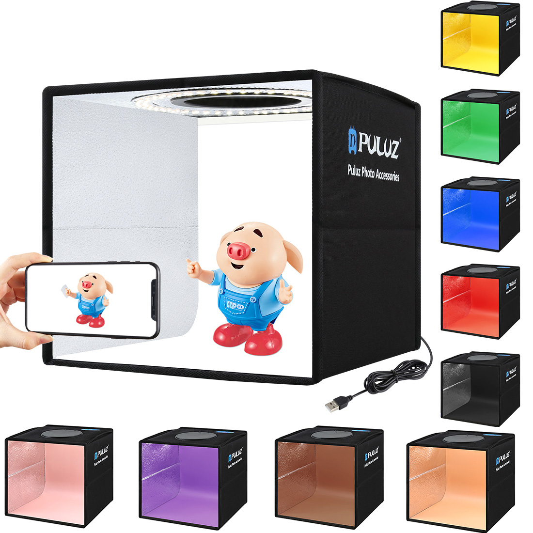 Photography Lighting And Backdrop - Tragbare Desktop-faltbare Mini-Softbox mit Ringlampenlicht, 6