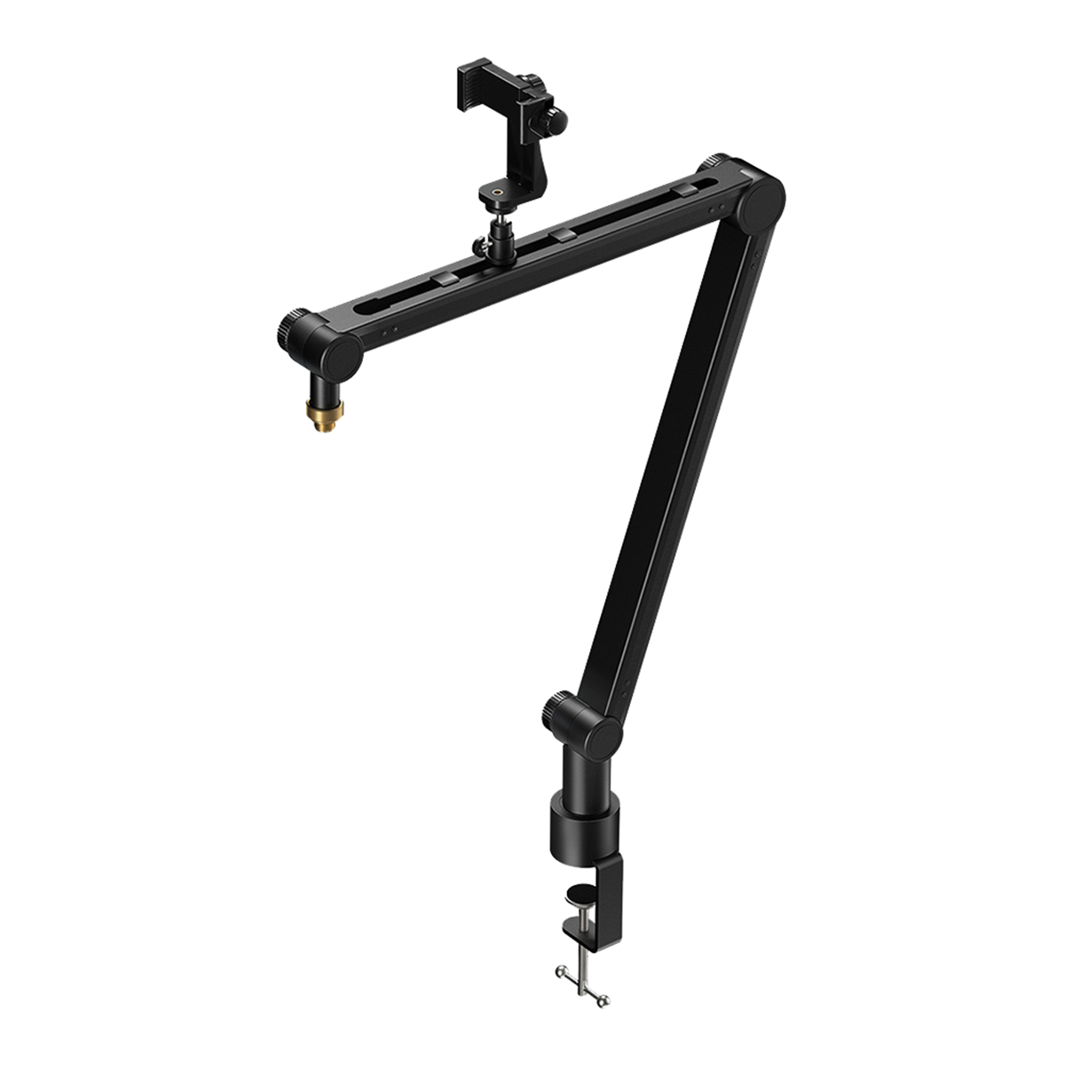 Boom Arm Stand - 360-Grad Verstellbarer Mikrofonständer mit Telefonhalterung für