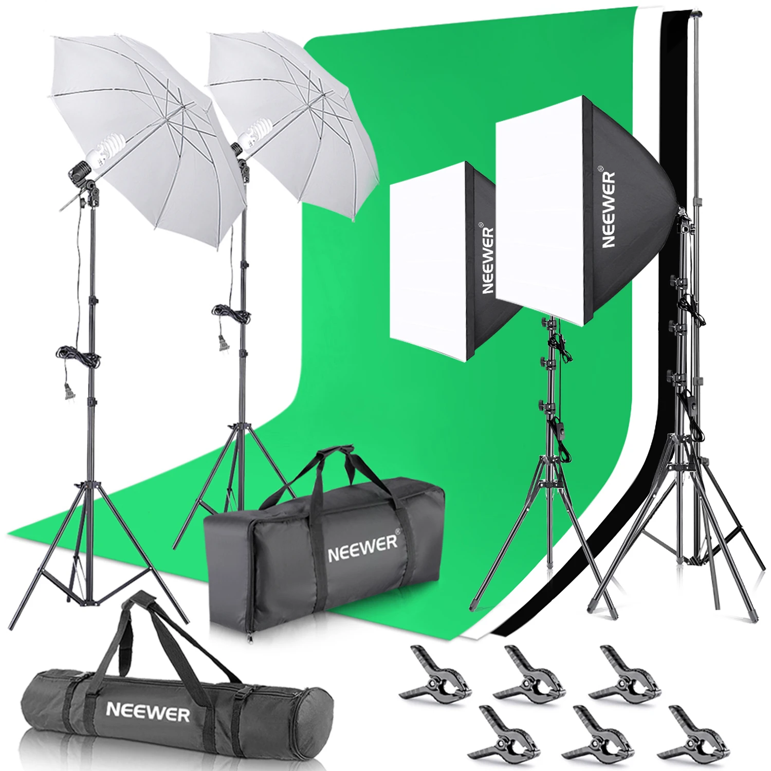 Photography Lighting Kit Neewer - NEEWER Fotografie-Beleuchtungsset mit Hintergründen, 8,5ftx10ft Hintergrundständer,