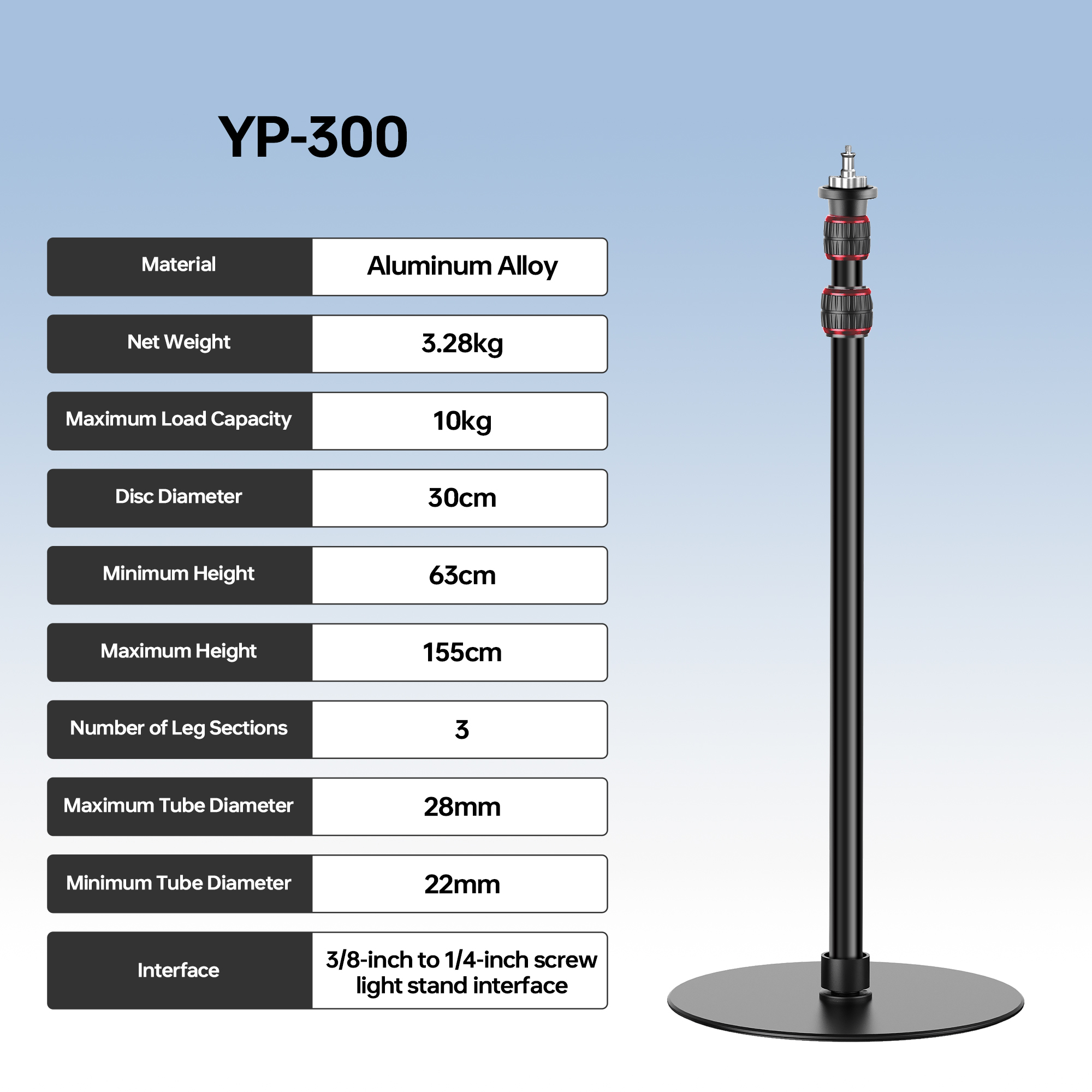 Photography Lighting Mount - Manbily YP300 1,55 m Stativhalterung mit