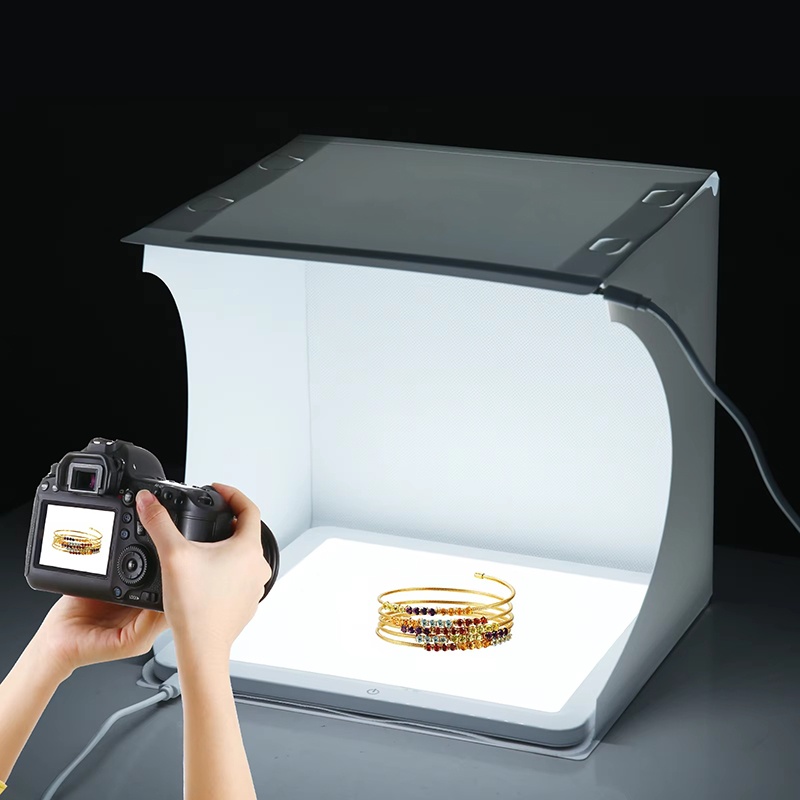 Photography Lighting And Backdrop - 20cm Tragbare Fotobox Faltbares LED-Lichtzelt Fotostudio-Lichtzelt