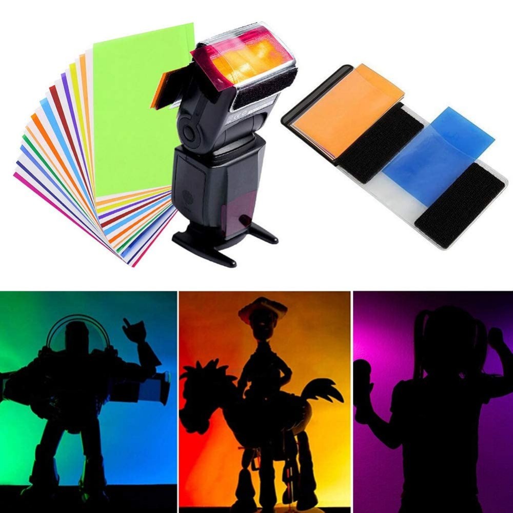 Portrait Photography With Lighting - 12 Farben Kamera-Blitzfilter-Set mit universellem Klettbandhalter