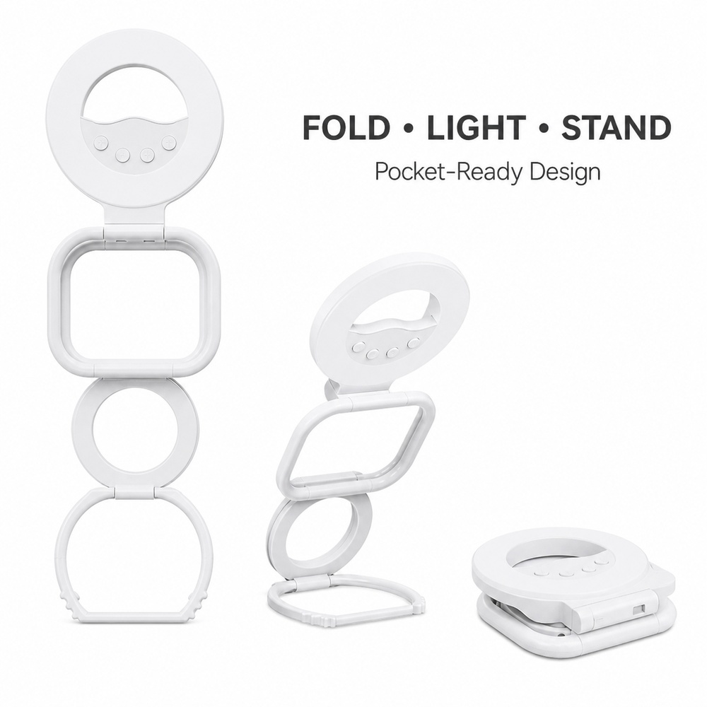 Photography Lighting Color - Faltbarer Magnetischer Handy-Fülllichtständer mit 60 LEDs,